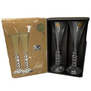 Vintage Cristal d’Arques French Millennium Champagne Flute Glasses Set of 2